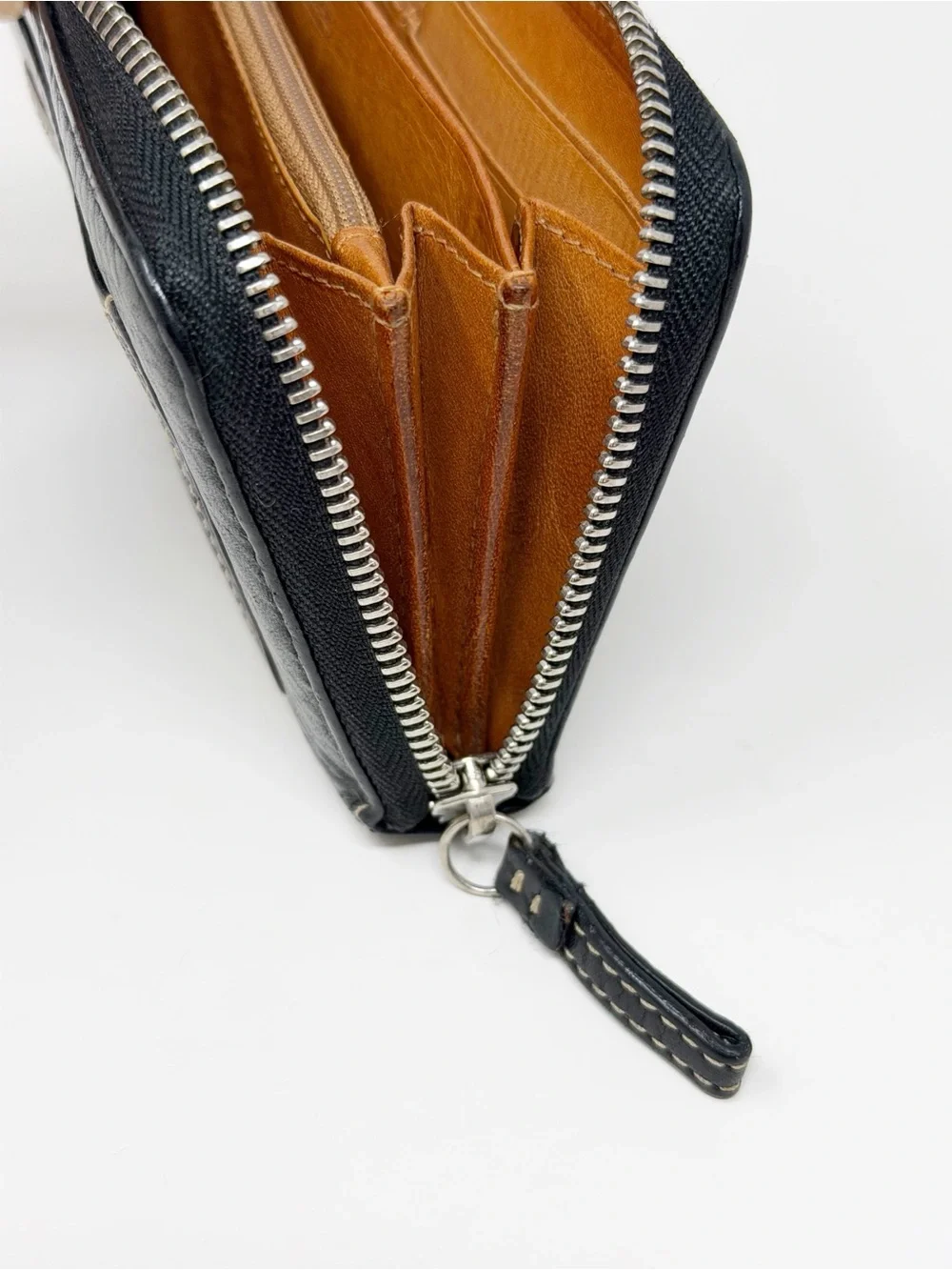 Coach Black Pebbled Leather Zip Around Continental Wallet